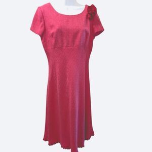 TALBOTS Vintage Dress Fitted Short sleeve Raspberry Pink 10P